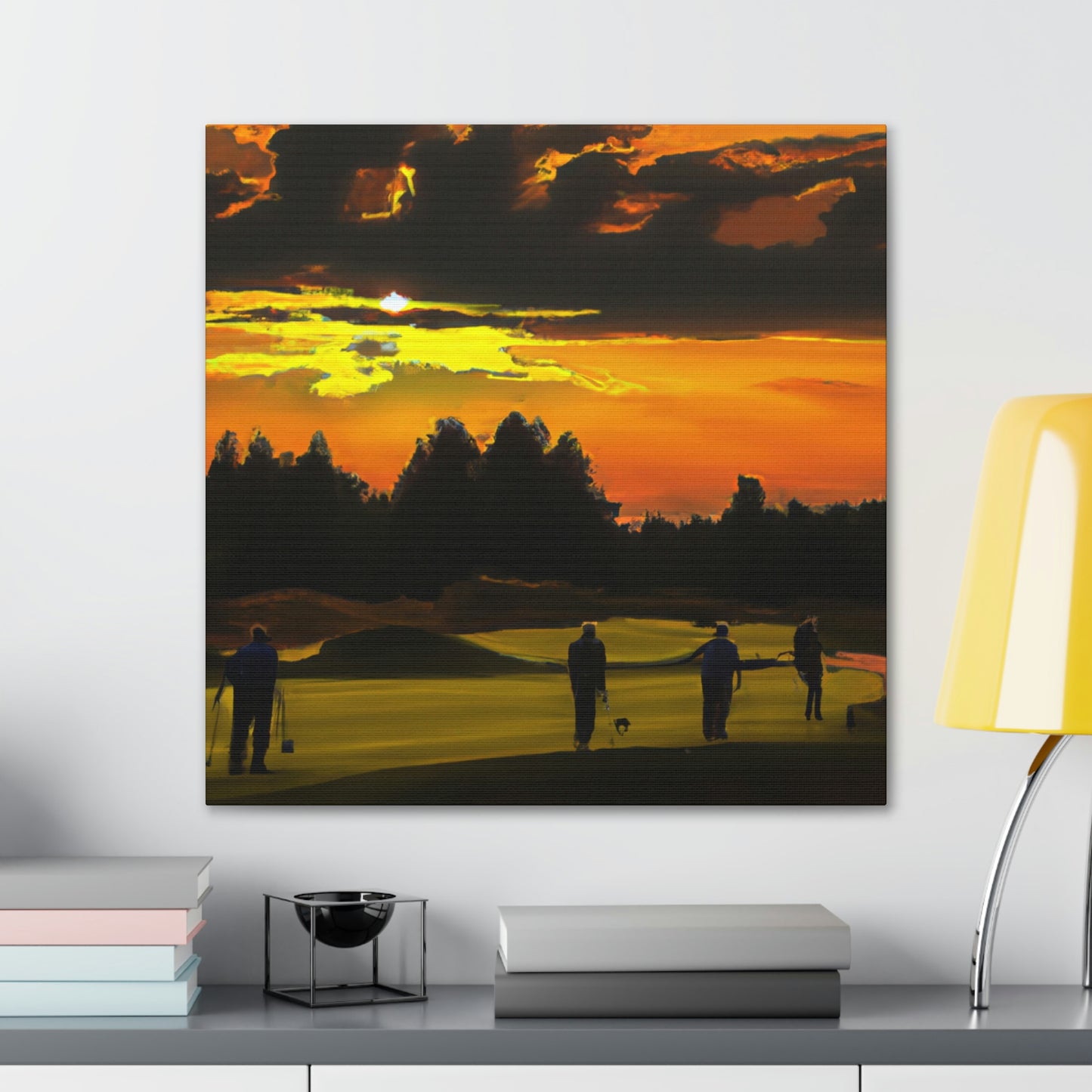 Golfers in the Orange Glow - Canvas