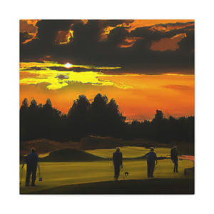 Golfers in the Orange Glow - Canvas